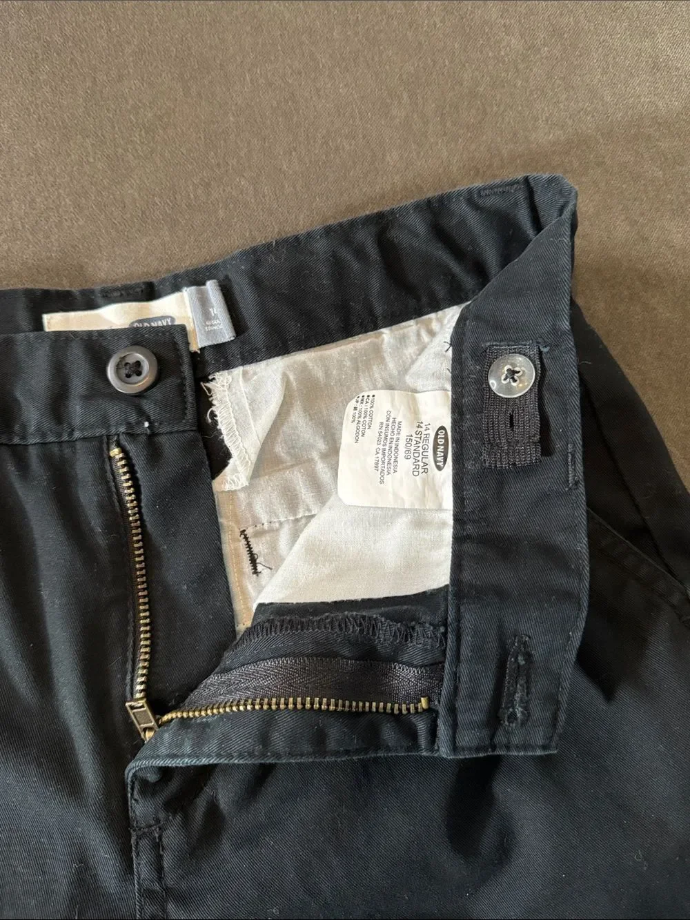 Old Navy Youth Black Straight Leg Pants 100% Cotton Size 14 Regular